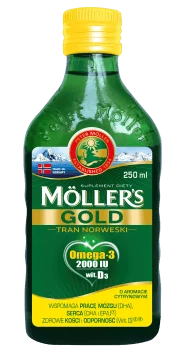 Mollers Gold Tran Norweski płyn o smaku cytrynowym, 250 ml