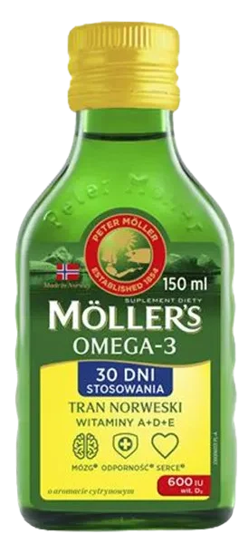Mollers Omega-3 Tran Norweski aromat cytrynowy, 150 ml
