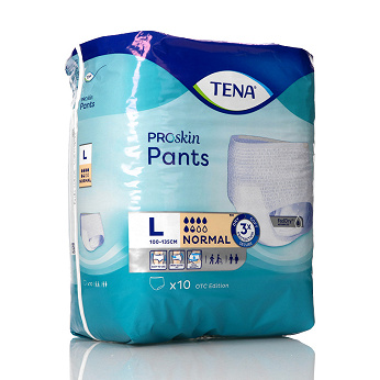 Tena Pants ProSkin Normal , pieluchomajtki na nietrzymanie moczu, rozmiar L, 10 szt.