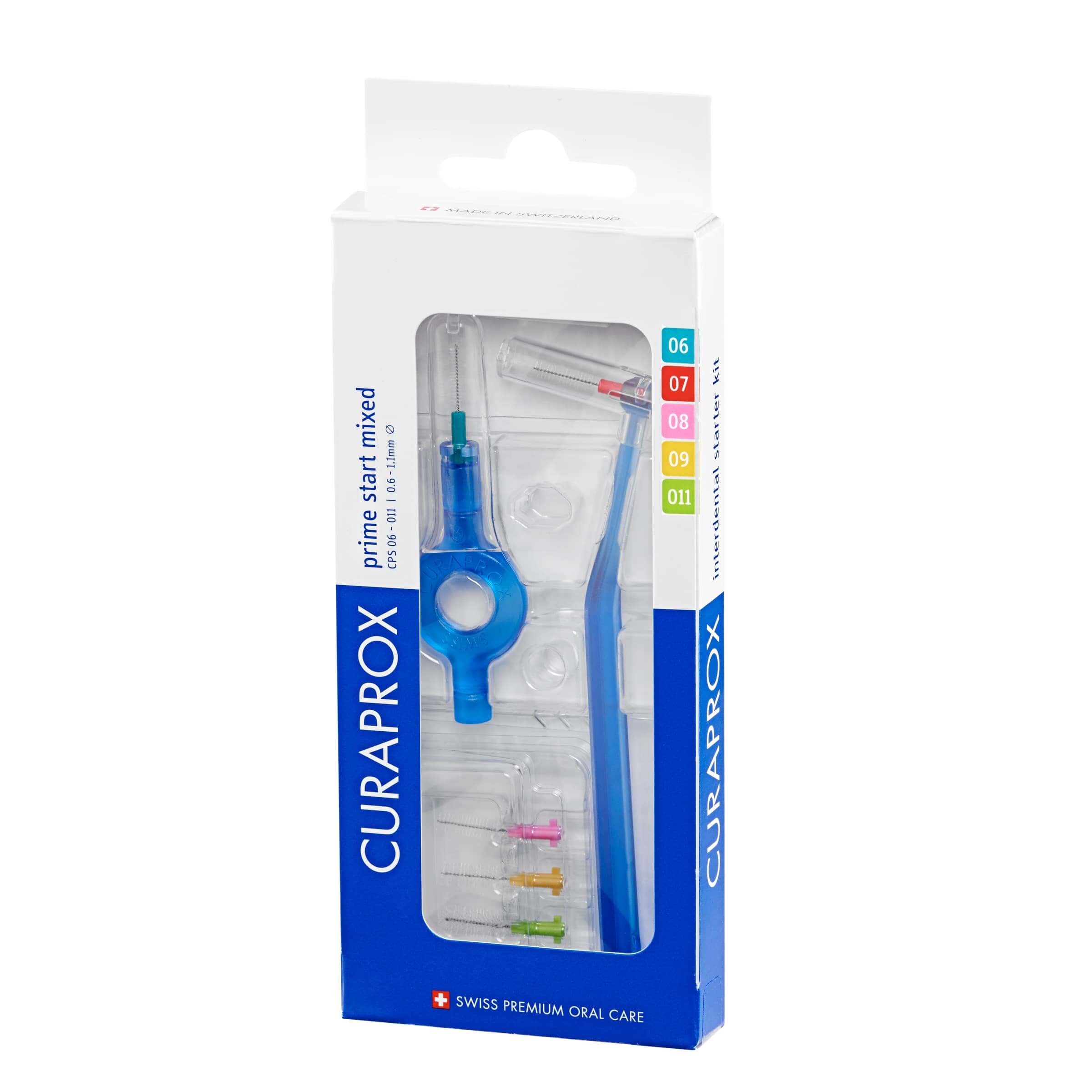 Curaprox CPS 06–011 Prime Start , zestaw: szczoteczki CPS 06-011 do czyszczenia przestrzeni międzyzębowych – 5 szt. + uchwyty – 2 szt.