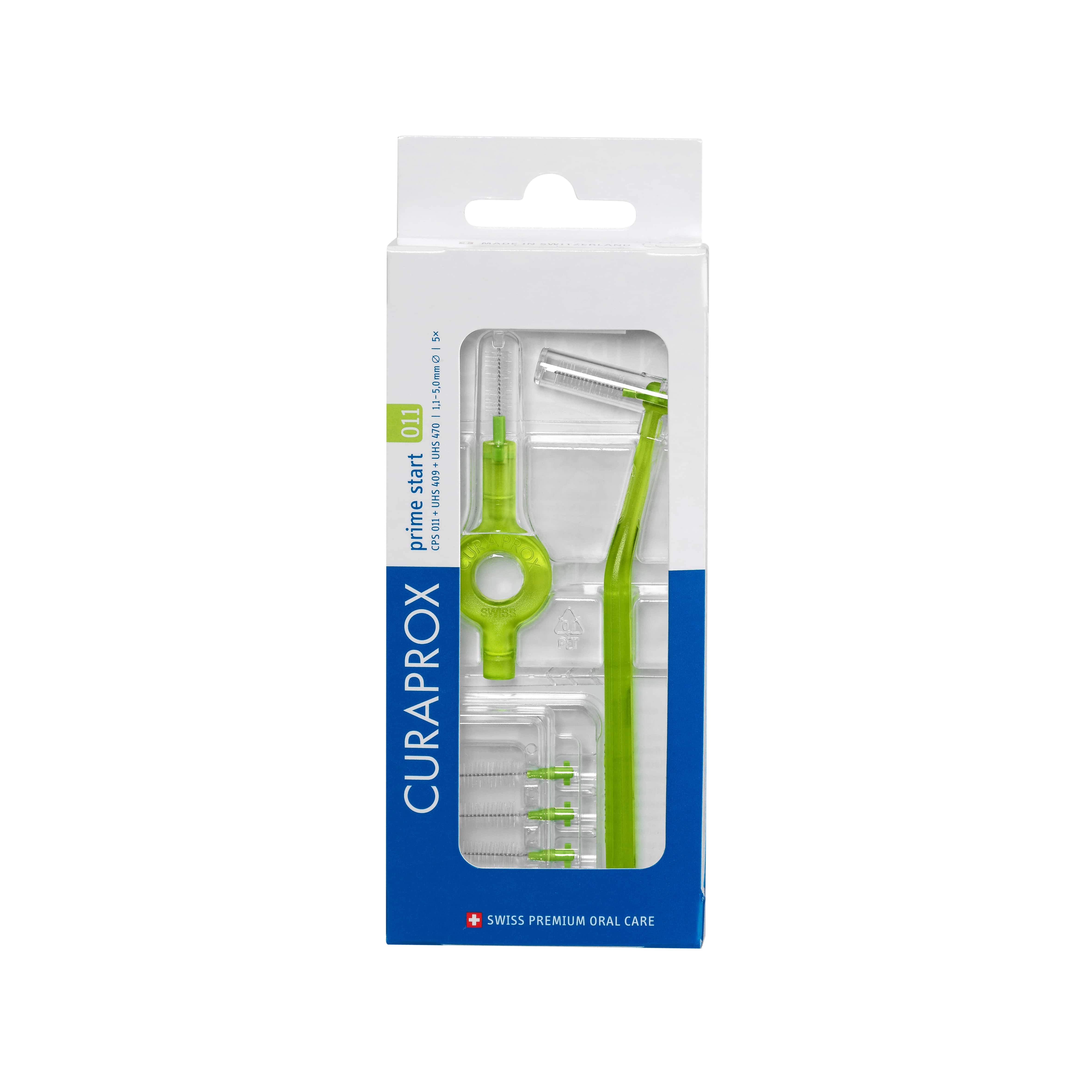 Curaprox PS 011  szczoteczki międzyzębowe z uchwytem PrimePlus, 5 szt + uchwyt