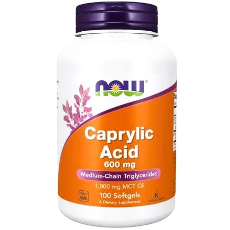 Now Foods Kwas kaprylowy 600 mg, 100 kaps. 