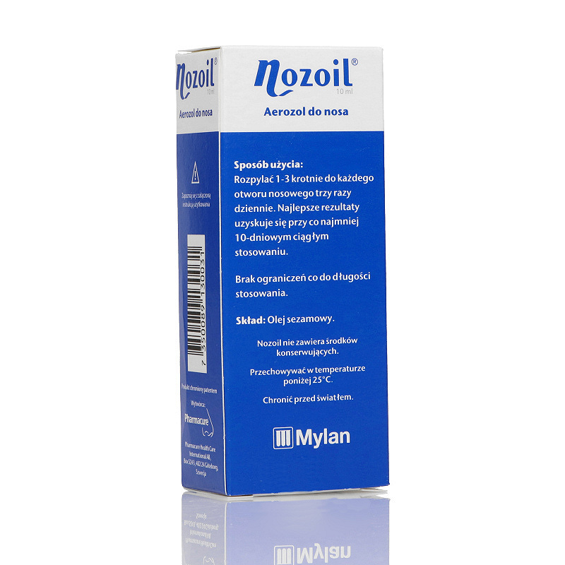 Nozoil, aerozol do nosa z olejem sezamowym na suchy nos, 10 ml
