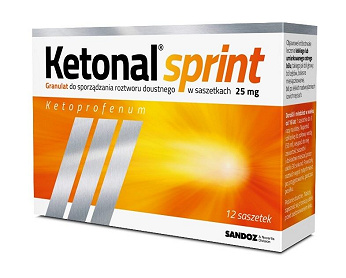 Ketonal Sprint 25 mg, granulat na ból o lekkim lub umiarkowanym nasileniu, 12 sasz.