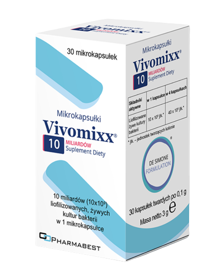 Vivomixx, mikrokapsułki zawierające żywe kultury bakterii, 30 szt.