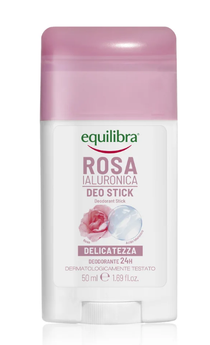 Equilibra, dezodorant w sztyfcie z kwasem hialuronowym, różany, 50 ml