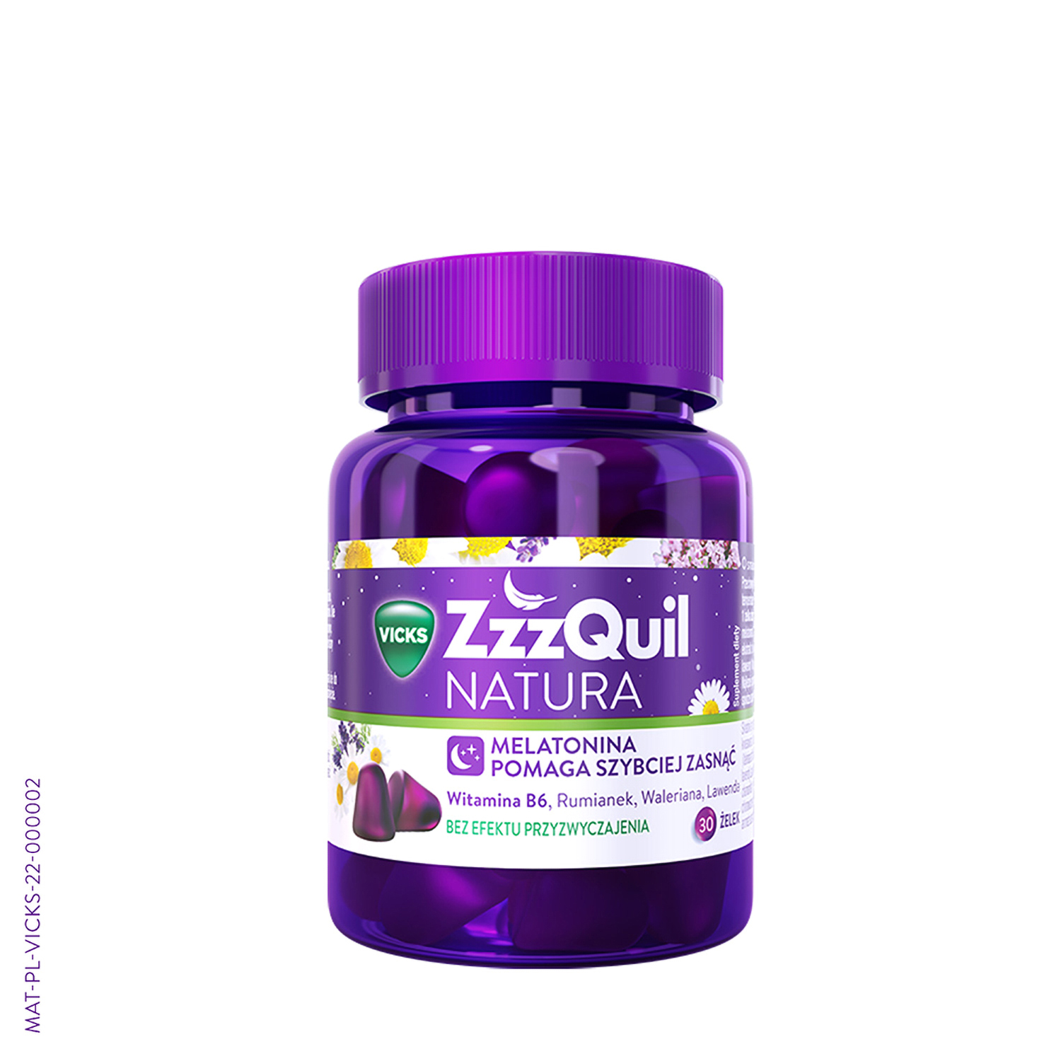 ZzzQuil NATURA, żelki ze składnikami ułatwiającymi zasypianie, owoce leśne, 30 szt.