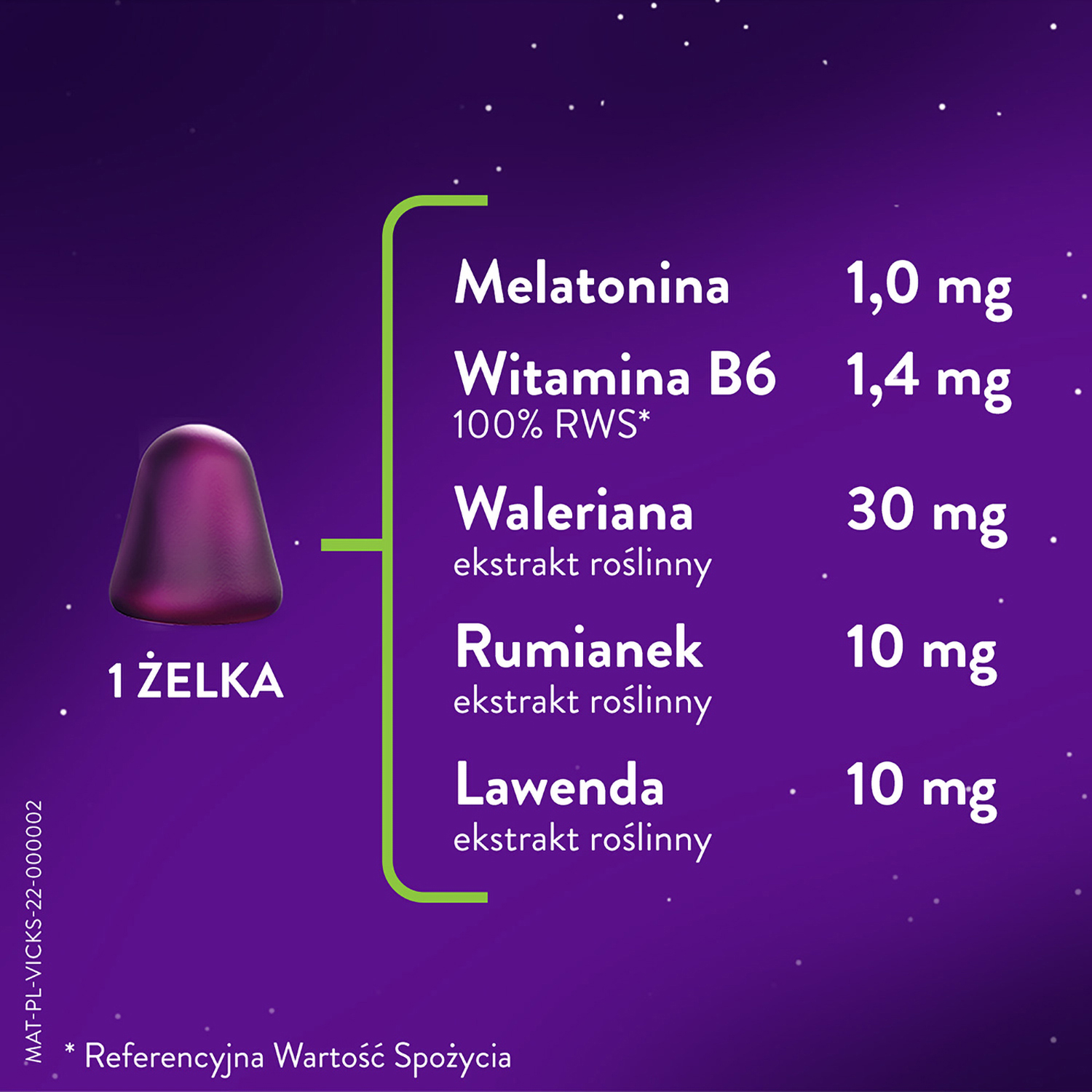 ZzzQuil NATURA, żelki ze składnikami ułatwiającymi zasypianie, owoce leśne, 30 szt.