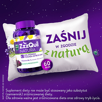 ZzzQuil NATURA, żelki ze składnikami ułatwiającymi zasypianie, 60 szt.
