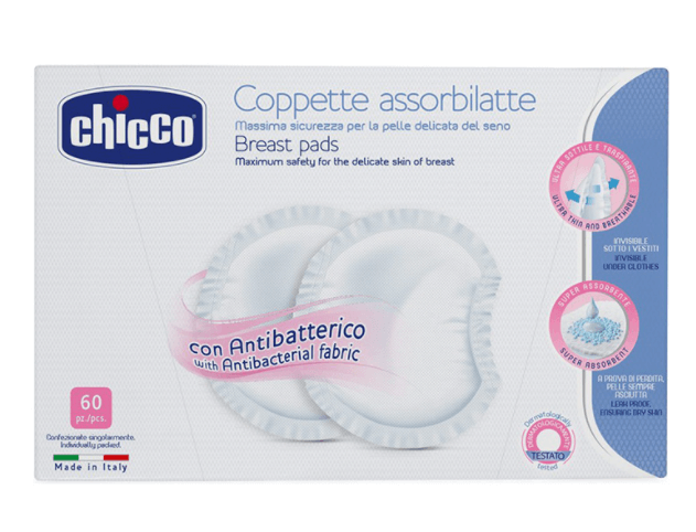 Chicco Natural Feeling  wkładki laktacyjne antybakteryjne, 60 szt. 