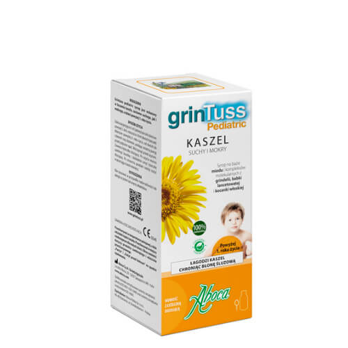 Grintuss Pediatric, syrop na kaszel suchy i mokry na bazie miodu, butelka 128 g