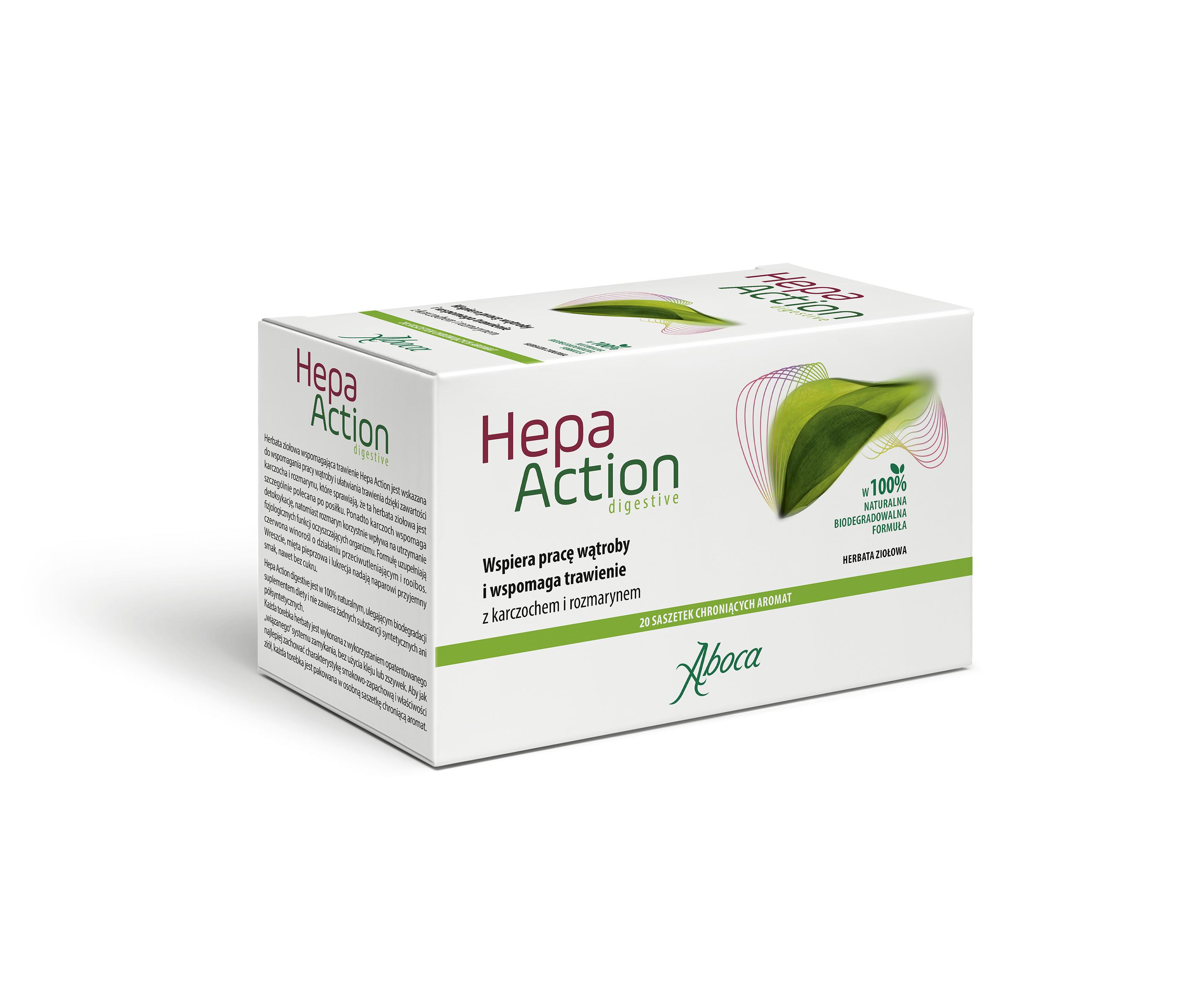 Hepa Action Digestive herbata ziołowa ze składnikami wspomagającymi pracę wątroby, 20 sasz.