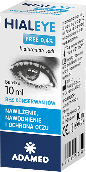 Hialeye Free roztwór 0,4%, nawilżający, nawadniający i ochronny do oczu, butelka 10 ml