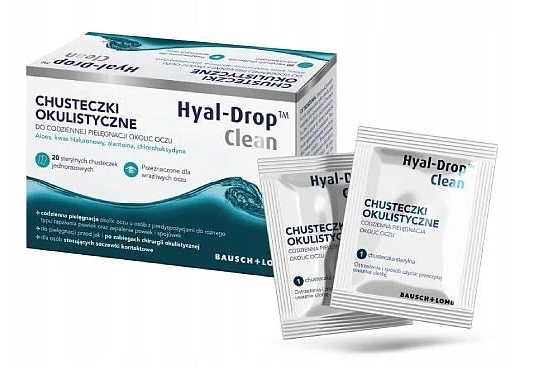 Hyal-Drop Clean chusteczki okulistyczne, 20 sasz.
