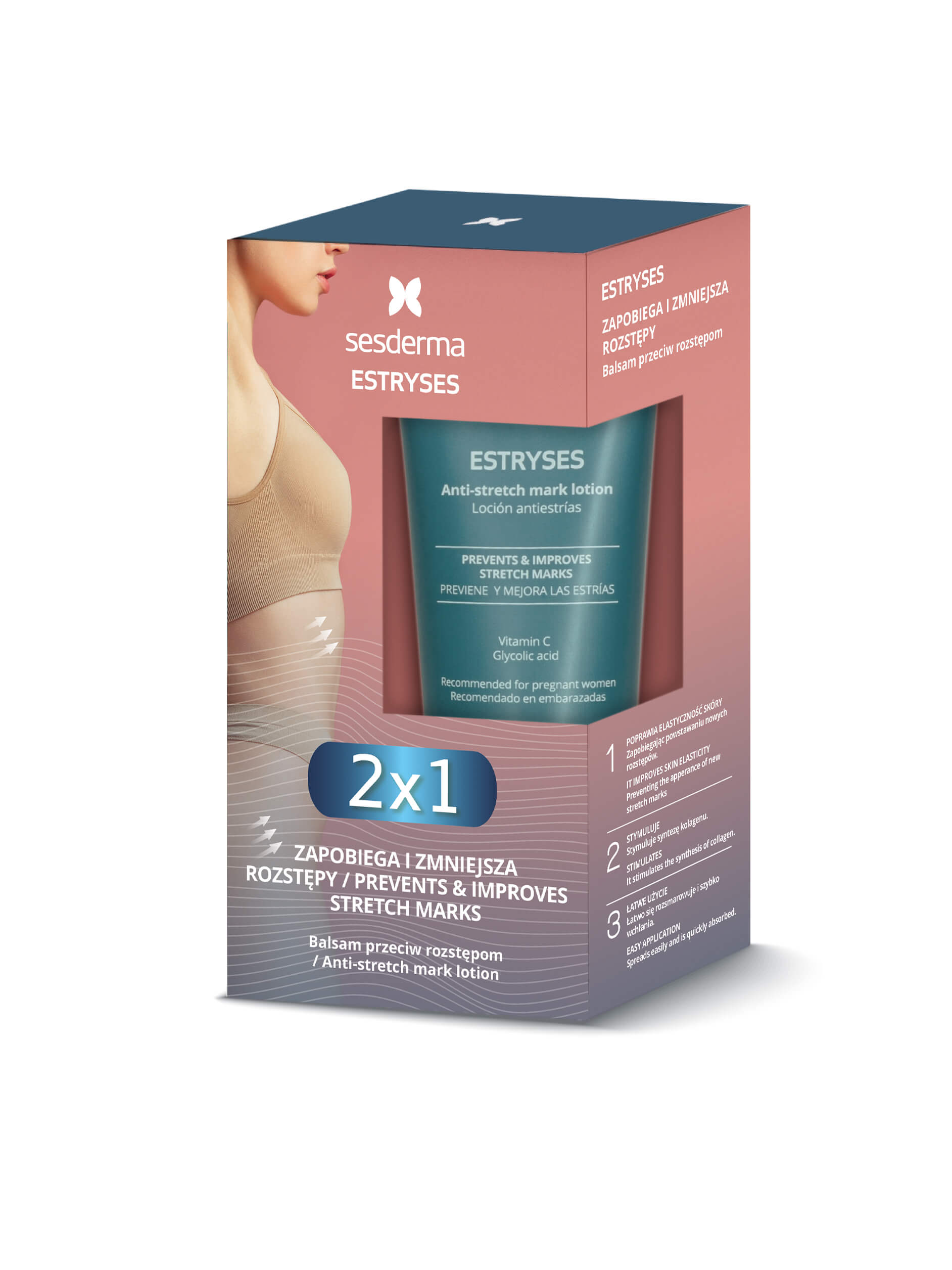 SESDERMA Zestaw, emulsja na rozstępy Estryses, 2 x 200 ml