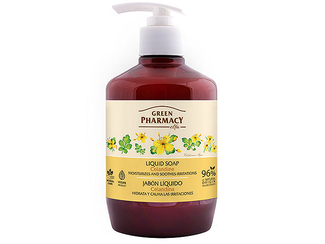 ELFA PHARM Green Pharmacy, żel do oczyszczania dłoni jaskółcze ziele, 465 ml — Inhaltsstoffe i ocena