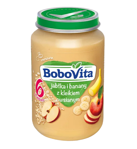 BoboVita, deserek z jabłkiem i bananem z kleikiem owsianym, 6m+, 190 g