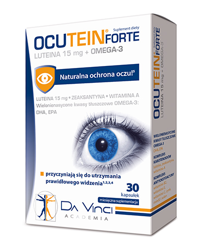 Ocutein Forte, kapsułki ze składnikami wspomagającymi utrzymanie prawidłowego widzenia, 30 szt.