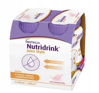 Nutridrink Juice Style, orzeźwiająca malina 4 x 200 ml