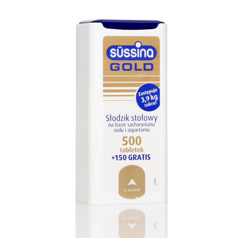 Sussina Gold słodzik, tabletki dla diabetyków i osób ograniczających spożycie cukru, 500 szt. + 150 szt.