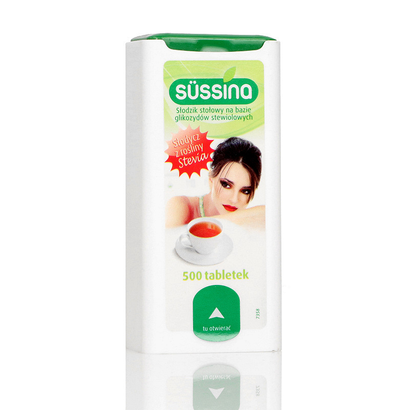 Sussina Stevia słodzik, tabletki dla diabetyków i osób ograniczających spożycie cukru, 500 szt.
