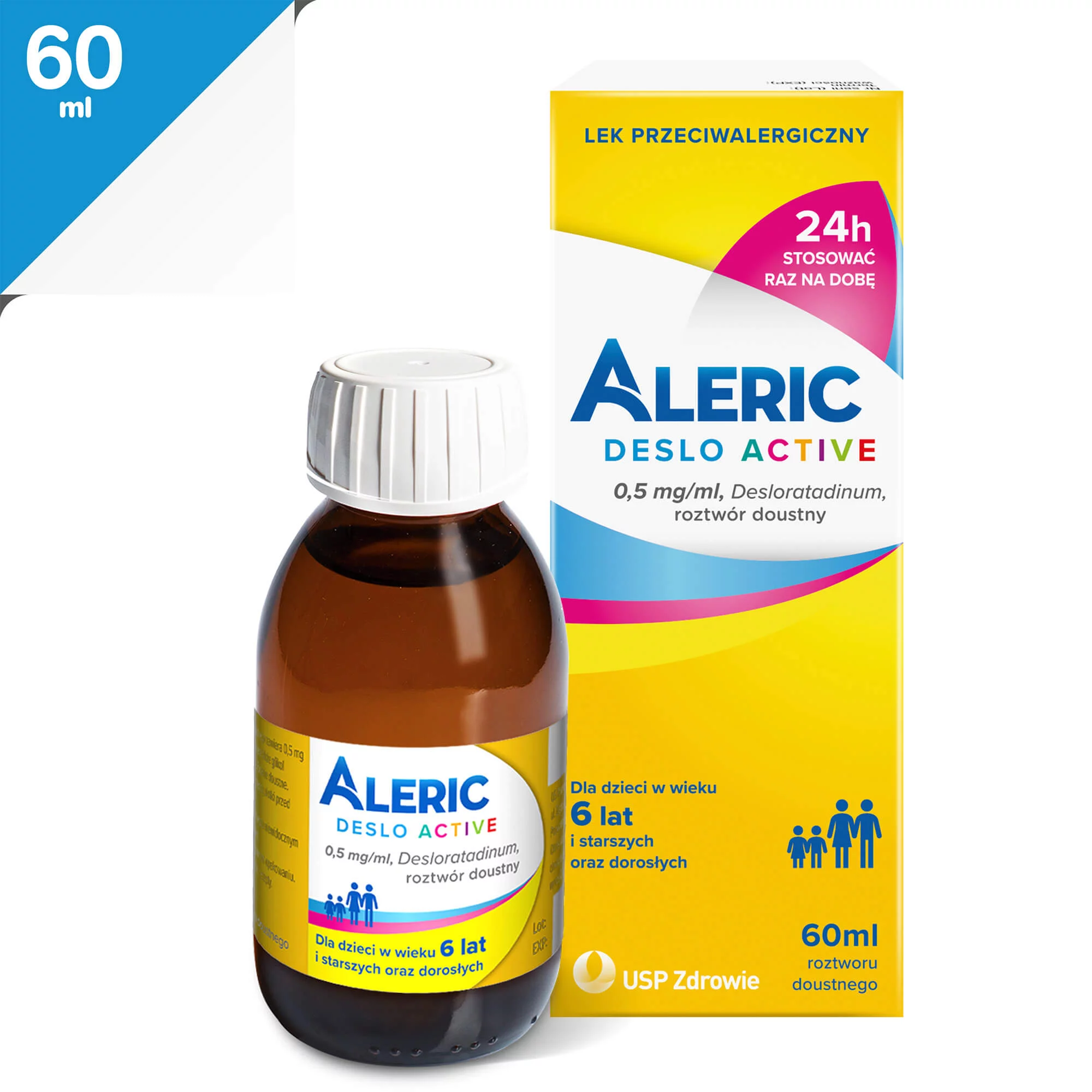 Aleric Deslo Active, roztwór o działaniu przeciwalergicznym, 60 ml