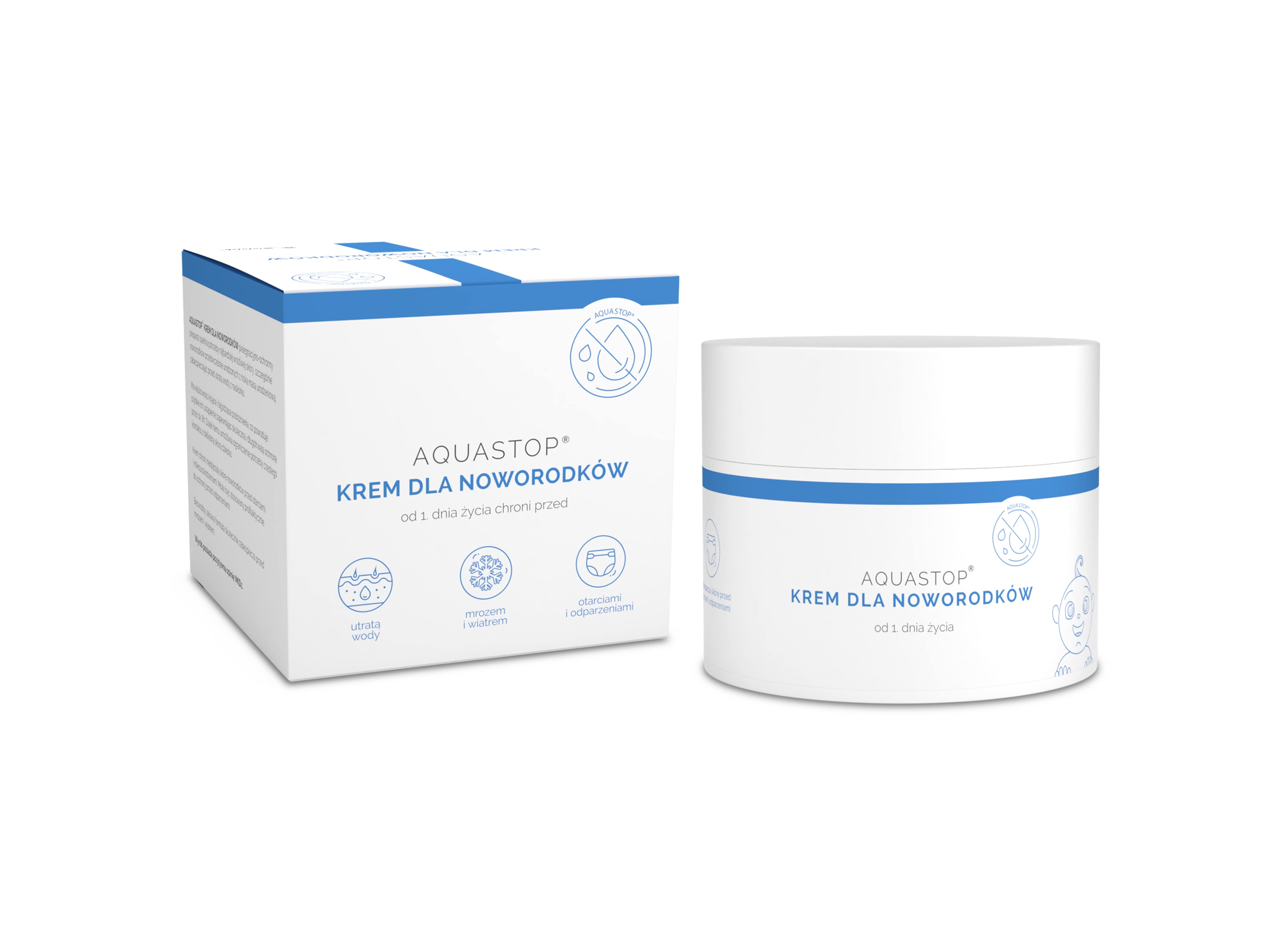 AQUASTOP, krem łagodzący podrażnienia skórne dla noworodków, 50 ml