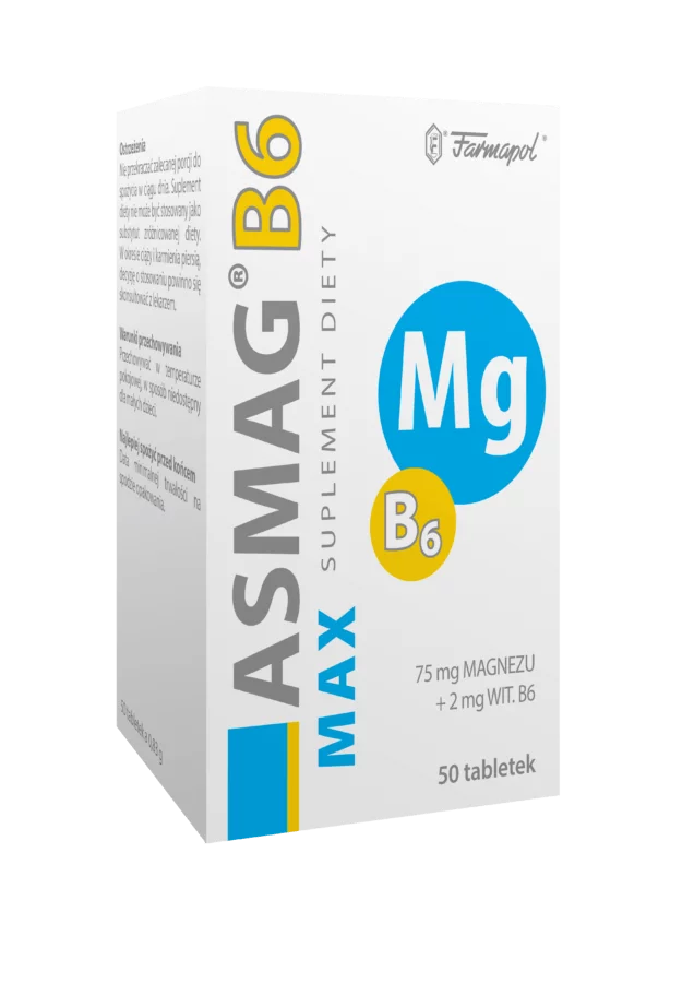Asmag B6 Max, tabletki z magnezem i wit. B6, 50 szt.
