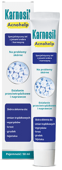 Karnosil Acnohelp  żel specjalistyczny z jonami srebra i karnozyną na problemy skórne, 50 ml