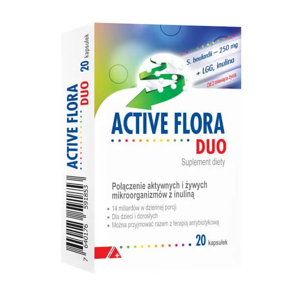 Active Flora DUO, kapsułki z probiotykiem dla niemowląt od 2. miesiąca życia, 20 szt.