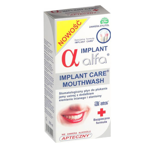 Alfa IMPLANT płyn stomatologiczny do płukania jamy ustnej bez dodatku alkoholu, 200 ml
