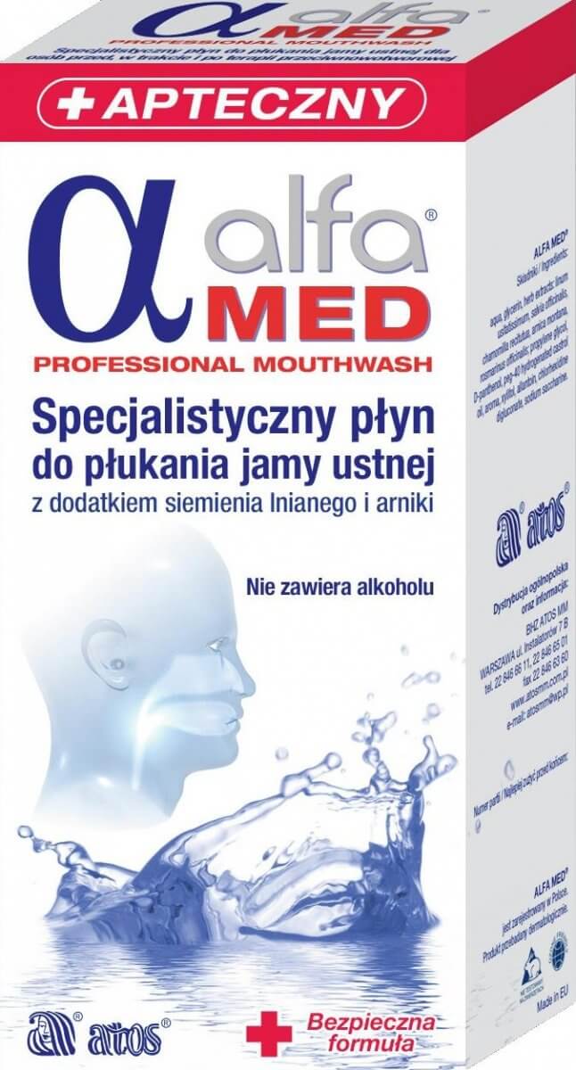 Alfa MED, płyn specjalistyczny do płukania jamy ustnej bez dodatku alkoholu, 200 ml