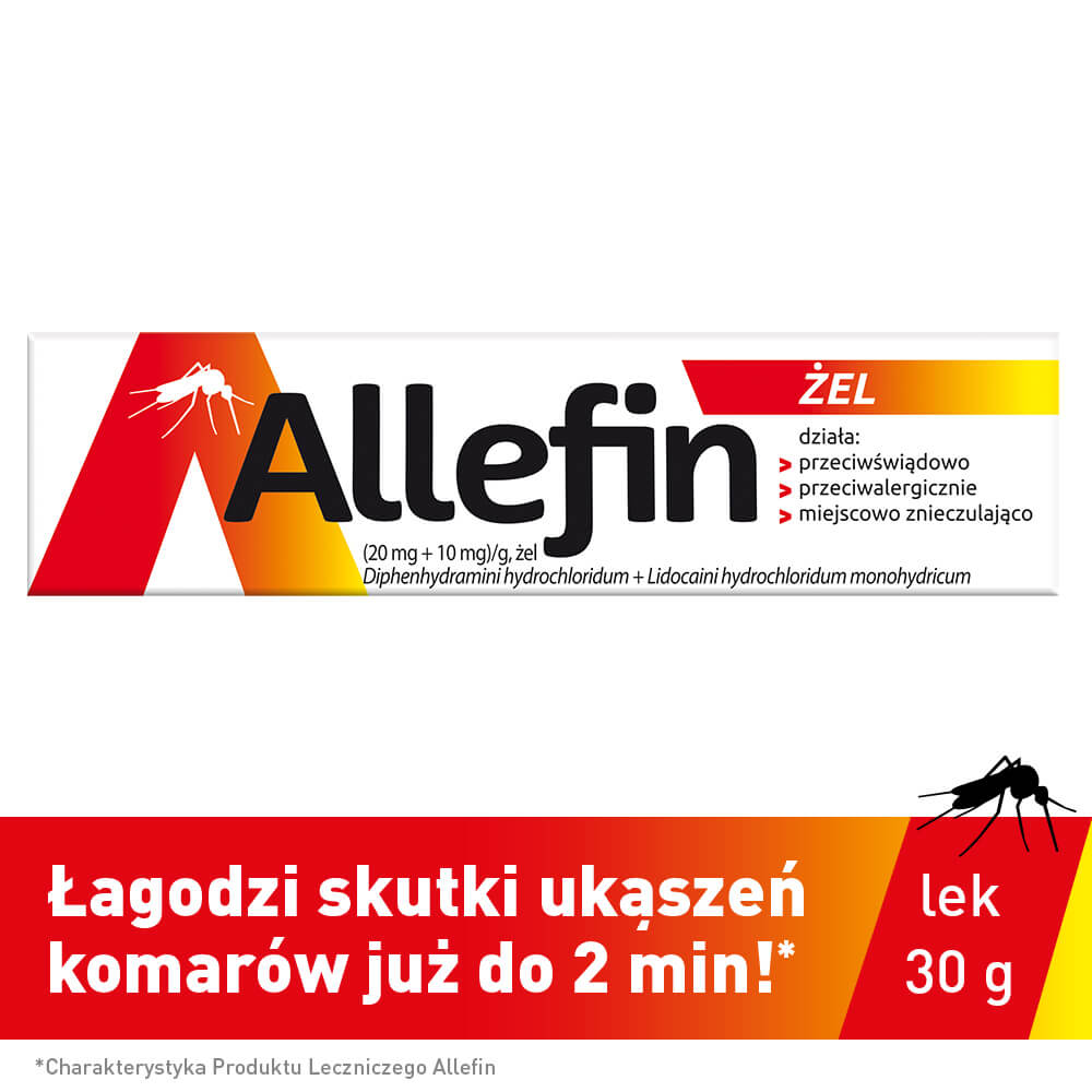 Allefin (20 mg+10 mg)/g, żel na ukąszenia owadów, 30 g