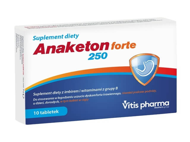 Anaketon Forte, tabletki z imbirem i witaminami z grupy B, 10 szt.
