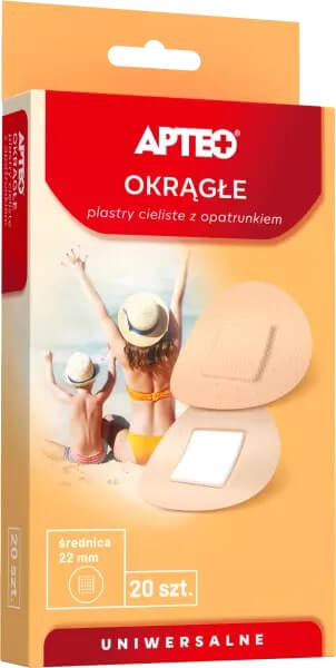 Okrągłe plastry cieliste APTEO  z opatrunkiem, 20 szt.