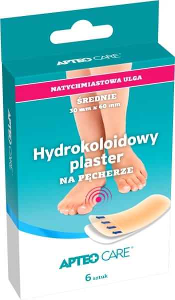 Plastry na pęcherze APTEO  średnie 30 mm/ 60 mm, 6 szt.