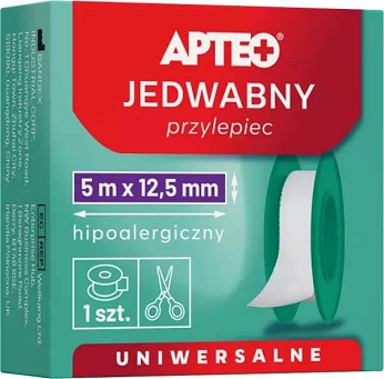 Przylepiec Jedwabny APTEO, 5 m x 12,5 mm, 1 szt.