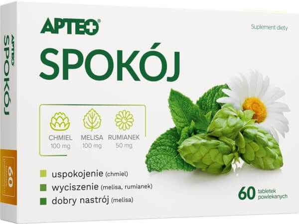 Spokój APTEO tabletki z chmielem, melisą i rumiankiem, 60 szt.