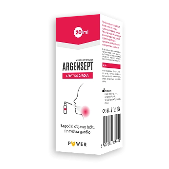 Argensept, spray łagodzący objawy bólu gardła, 20 ml