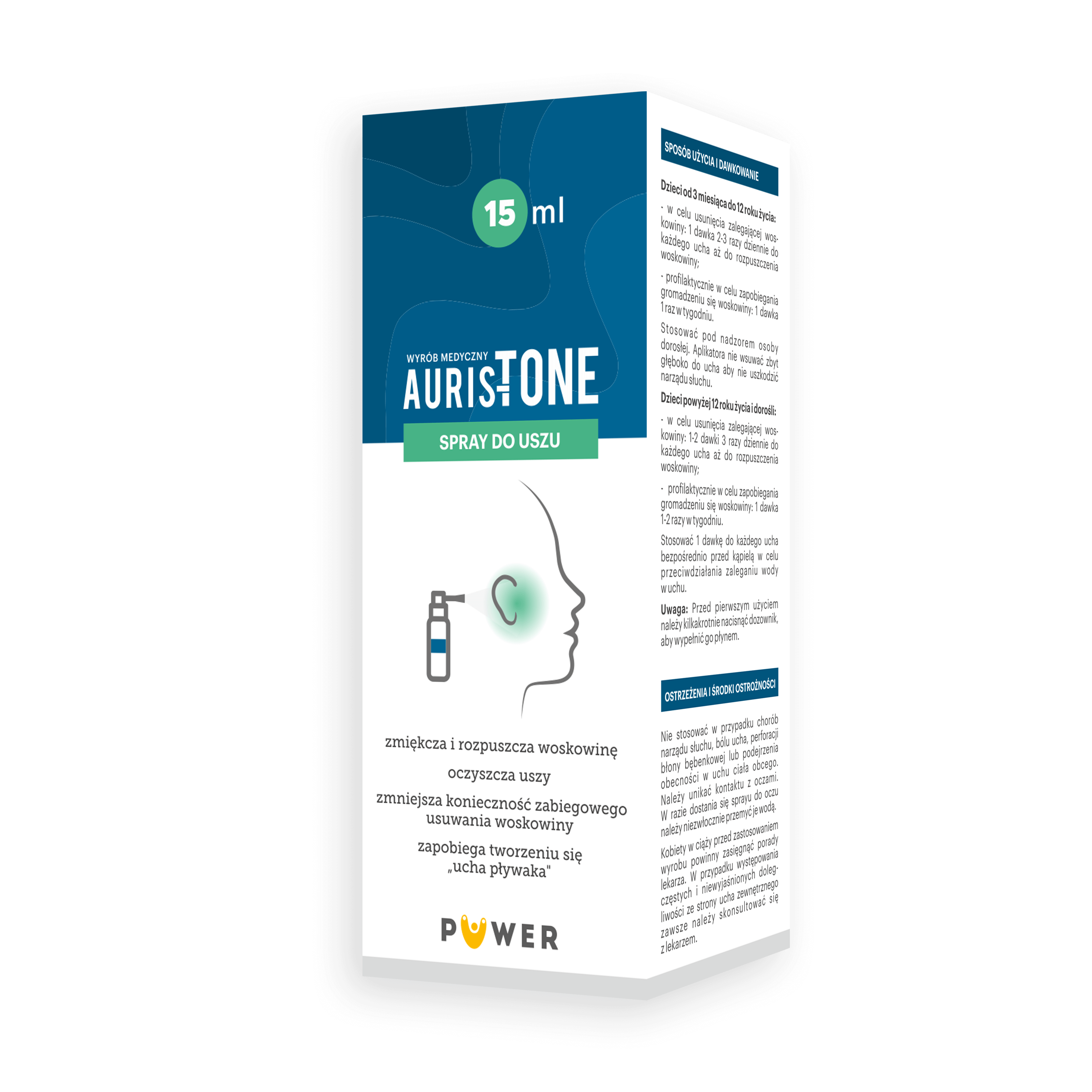 Auristone spray do oczyszczania uszu, 15 ml