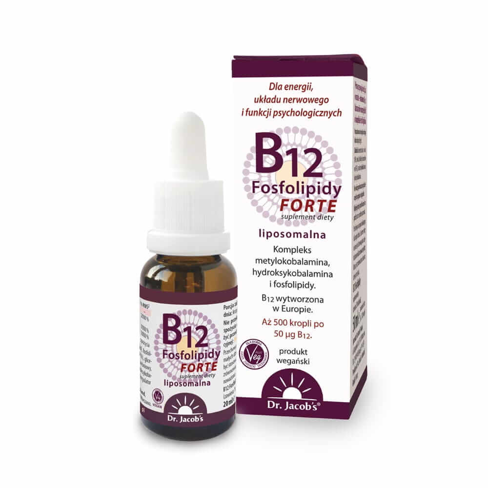 Dr. Jacob’s  B12 Fosfolipidy forte, krople ze składnikami wspierającymi układ nerwowy i witalność organizmu, 20 ml