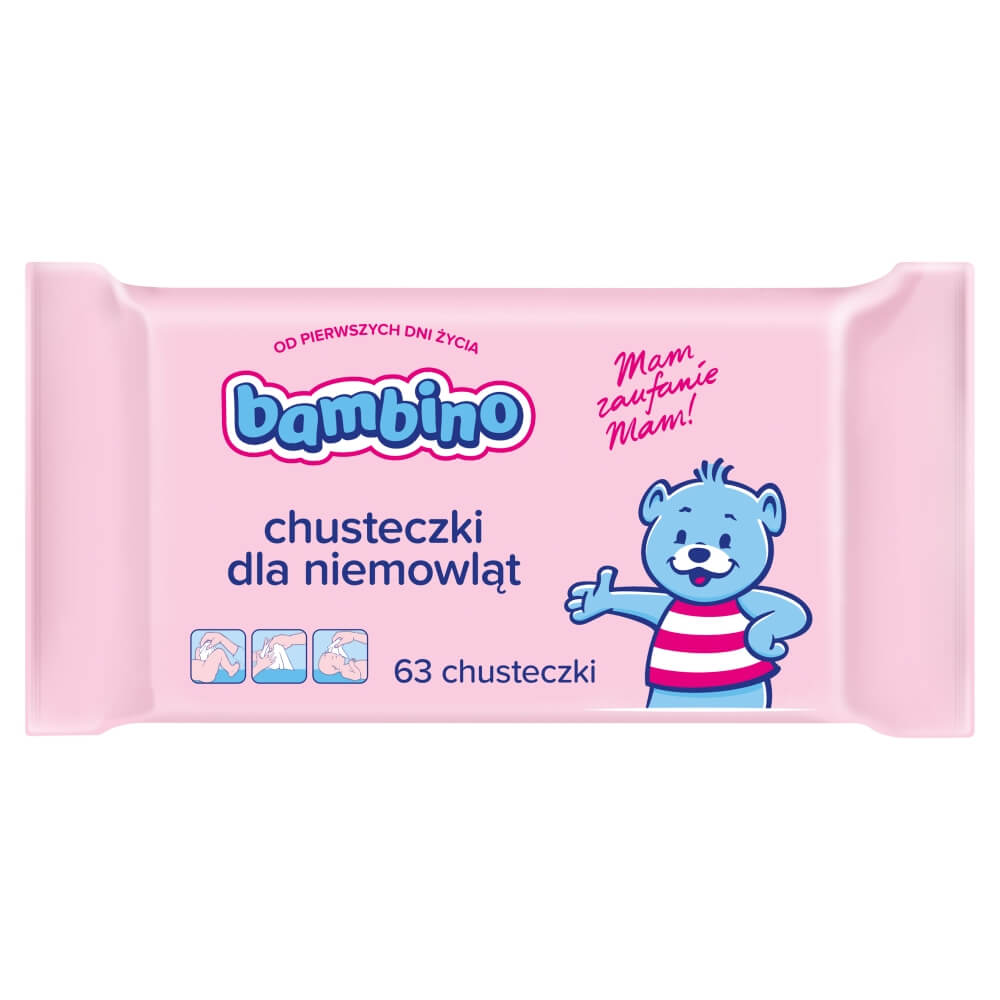 Bambino Chusteczki dla niemowląt, od pierwszych dni życia, 63 szt.