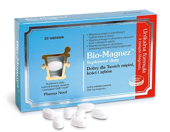 Bio-Magnez , tabletki ze składnikami wspierającymi mięśnie, kości i zęby, 30 szt.