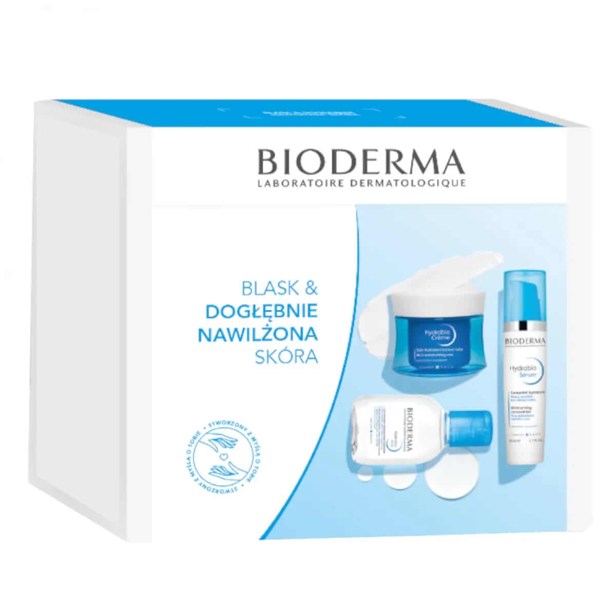 BIODERMA Bioderma Hydrabio, zestaw: krem głęboko nawilżający – 50 ml + serum do twarzy intensywnie nawilżające – 40 ml + płyn micelarny – 100 ml