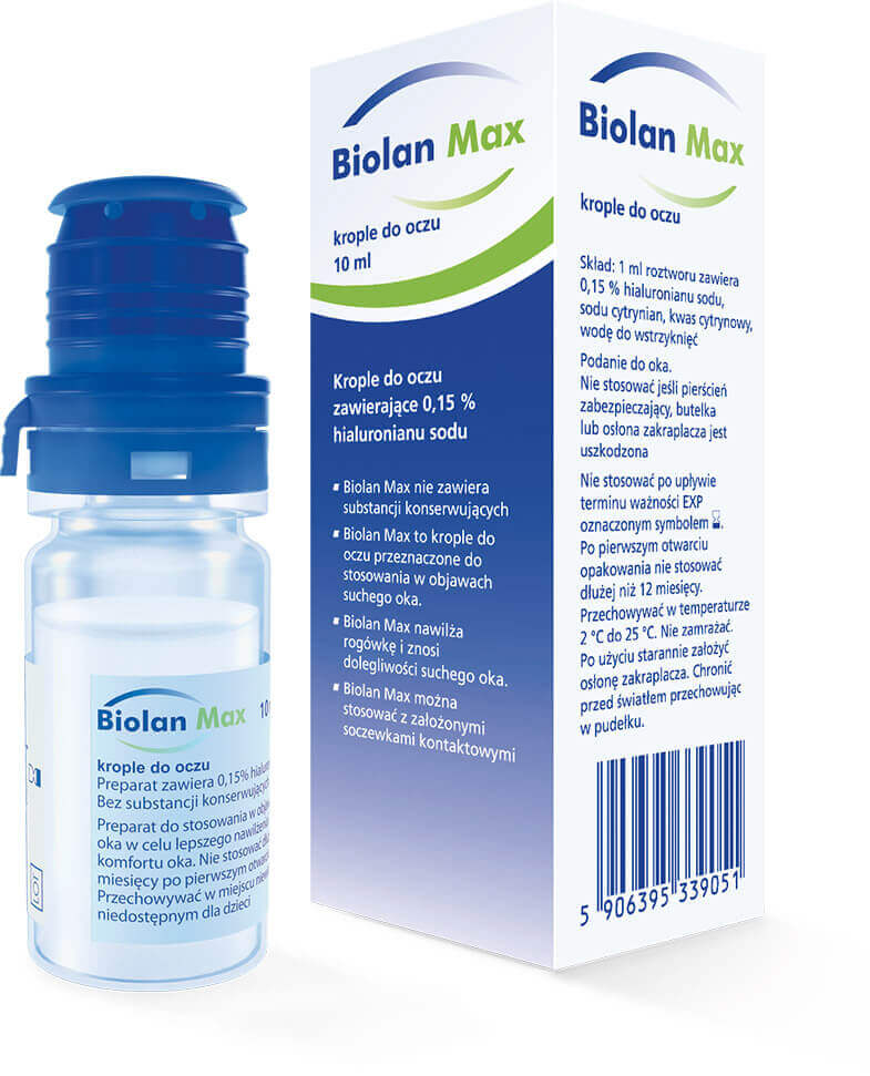 Biolan Max krople do oczu, łagodzące objawy suchego oka, 10 ml
