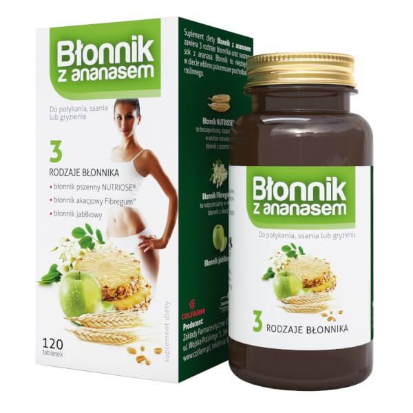 Błonnik z ananasem  tabletki do ssania z trzema rodzajami błonnika, 120 szt.