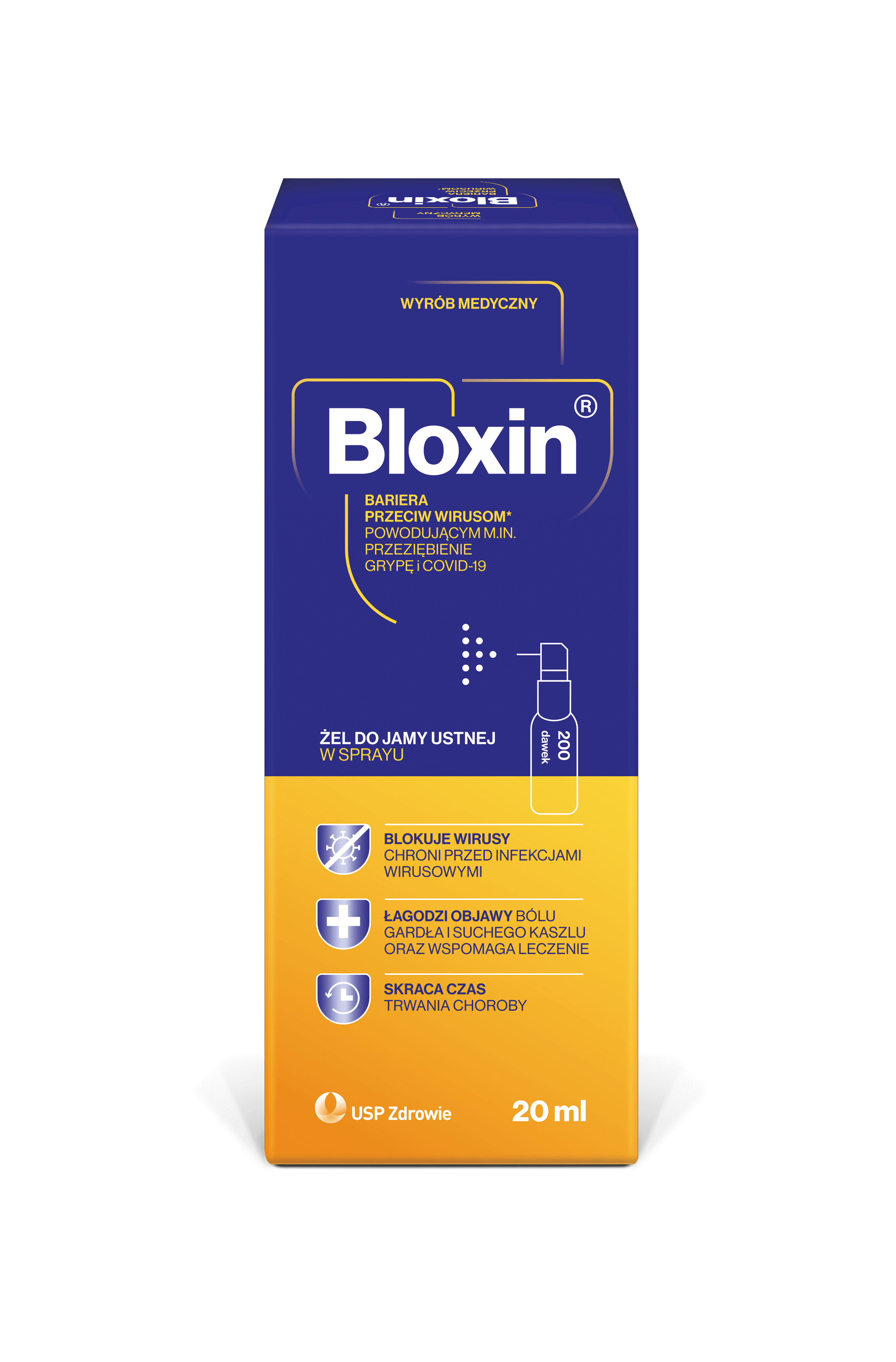 Bloxin, żel do jamy utsnej w sprayu o działaniu przeciwwirusowym, 20 ml
