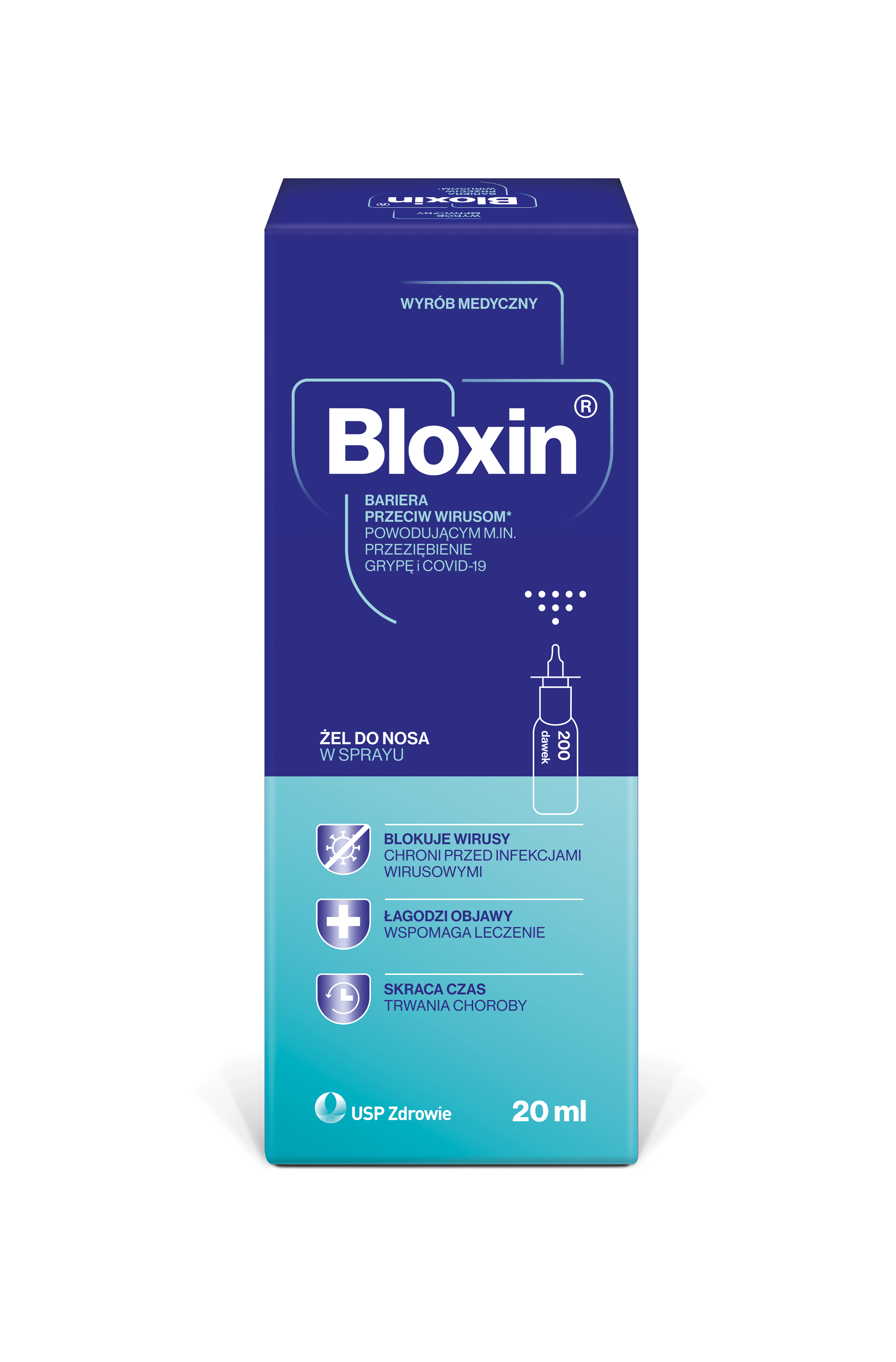 Bloxin, żel do nosa w sprayu o działaniu przeciwwirusowym, 20 ml