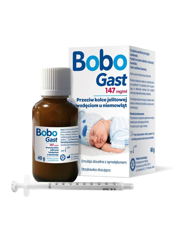Bobogast + strzykawka, emulsja przeciw kolce jelitowej u niemowląt, 40 g