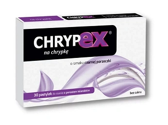 Chrypex Pastylki , na chrypkę, czarna porzeczka bez cukru, 30 szt.